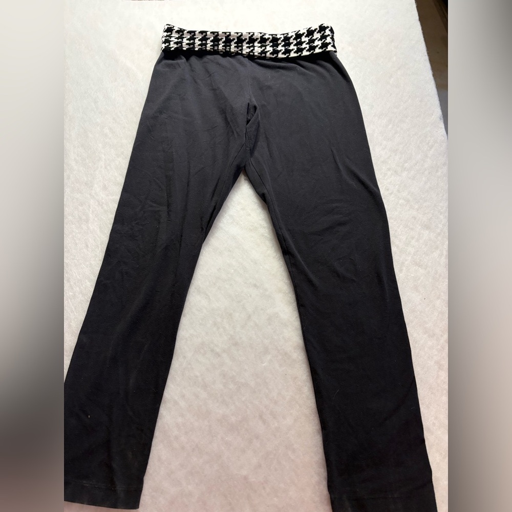Y2K Fold-over Leggings Black & White Houndstooth Print & Black szL Joe Boxer
